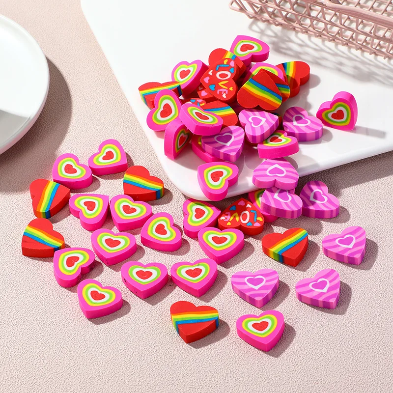 

Random 10 Pcs Novelty Heart Shaped Rubber Eraser Kawaii Erasers School Supplies Stationery Kids Students Cool Prizes