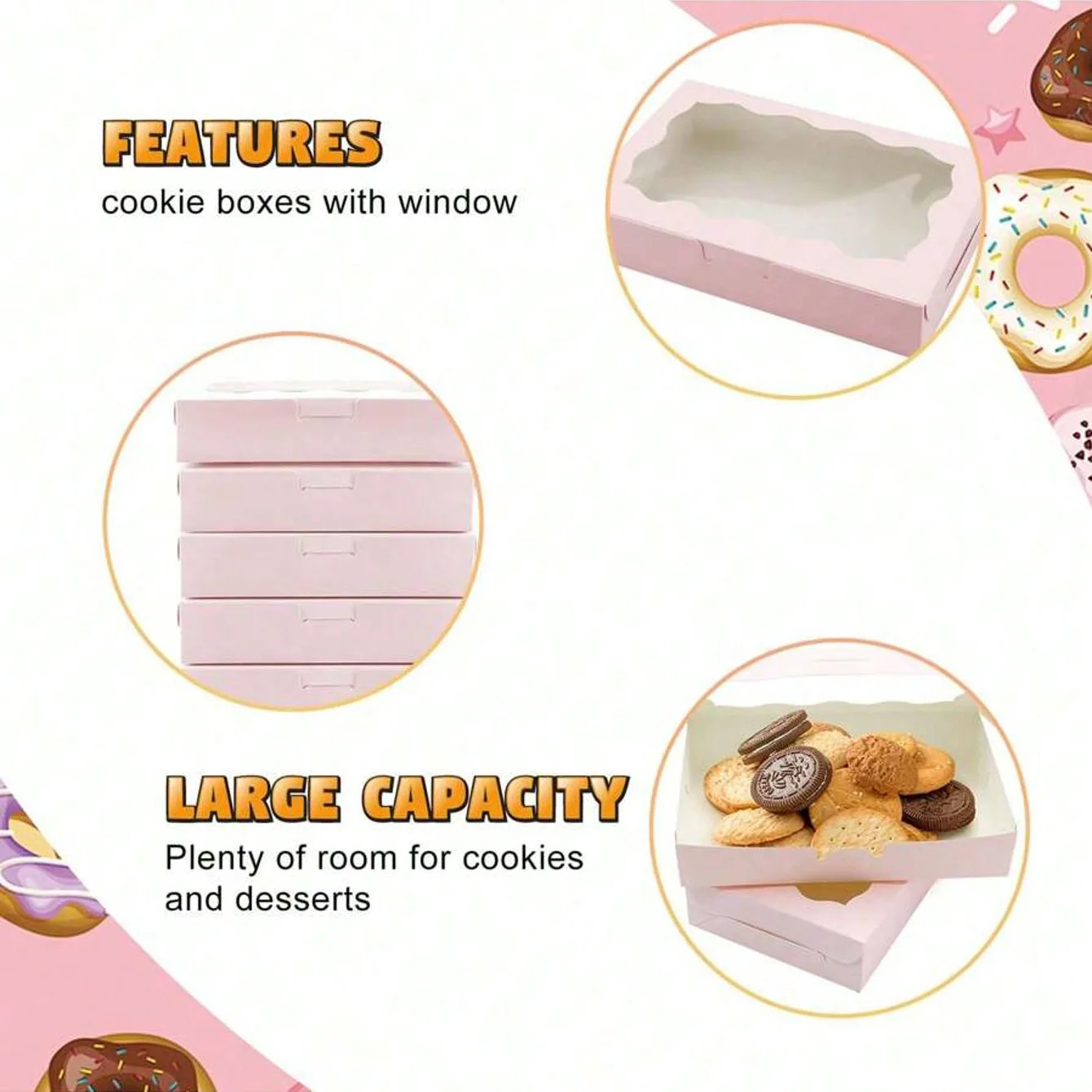 50PCS Kraft Paper Gift Boxes with Transparent Window – Rectangular Packaging for Cake, ... - SKU KPGB1030 - UGI Packaging