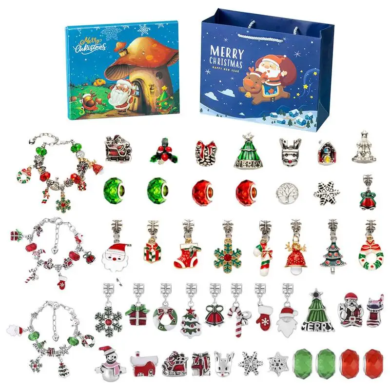 

DIY Advent Calendar Santa Claus Cute Christmas Gifts Crystal Bracelet Countdown Calendar For Teens Girls Kids Boys Children