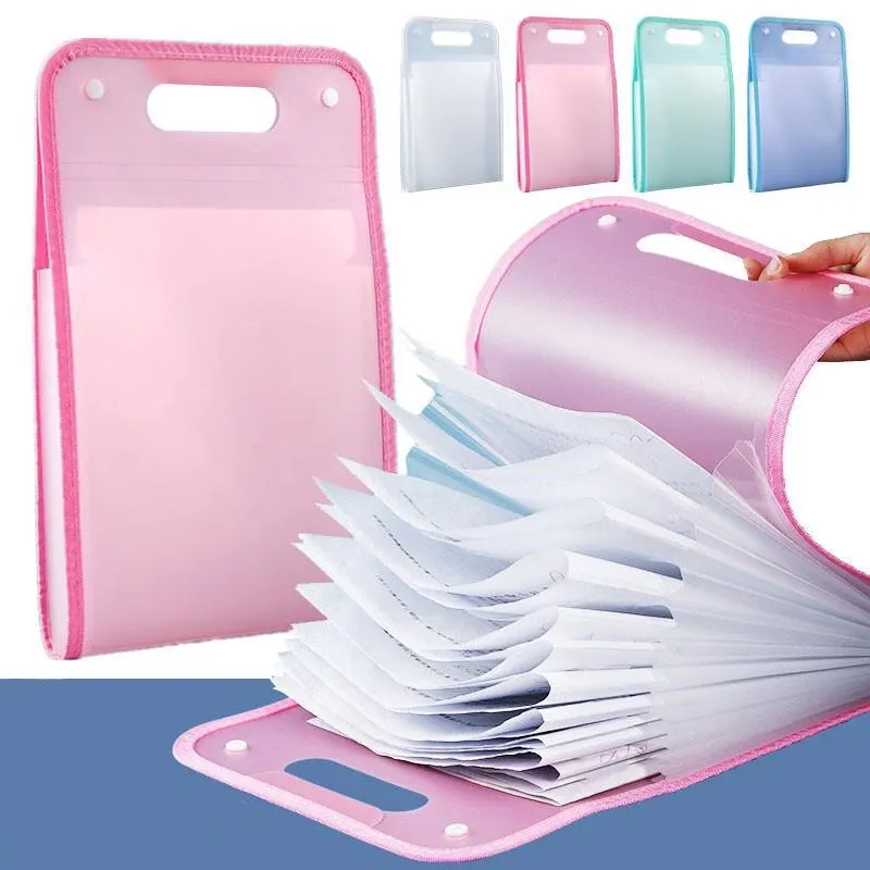 A4 File Folder Large Capacity Portable Organ Bag Folder Document Storage Student Exam Paper Bill File Sorting Organizer Case