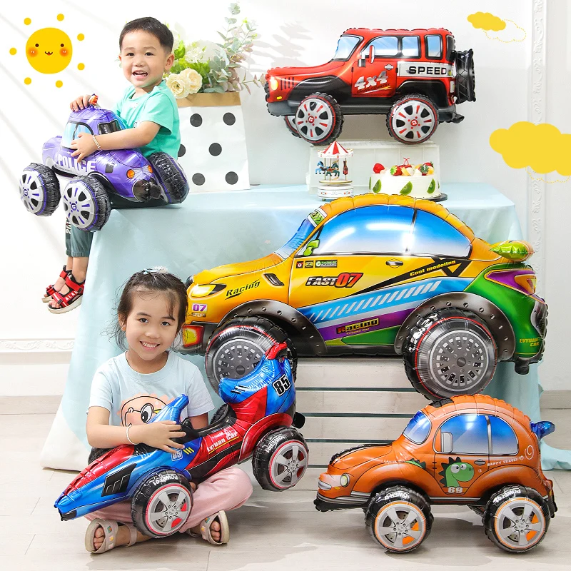 3D Cartoon Car Foil Balloon 3D Cartoon Car Foil Balloon Buggy Racing Digging Car Train Gift Baby Shower Birthday Party Decorations Kids Toys Helium Balloons