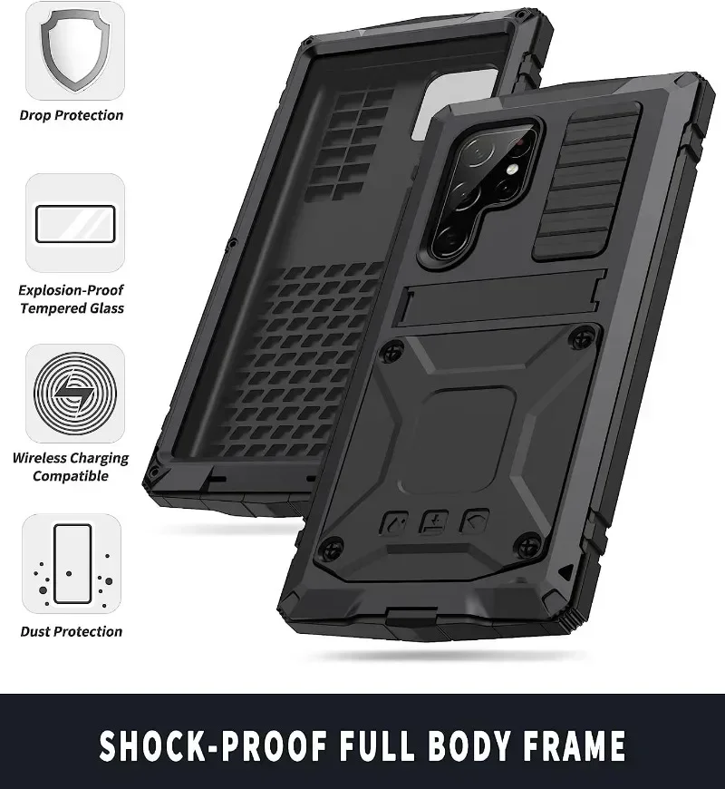 Rugged Military-Grade Shockproof Metal Case with Screen Protector