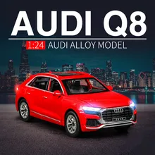 

1/24 AUDI Q8 SUV Alloy Car Model Diecasts Metal Simulation Toy Vehicles Car Model Sound and Light Collection Childrens Toy Gift