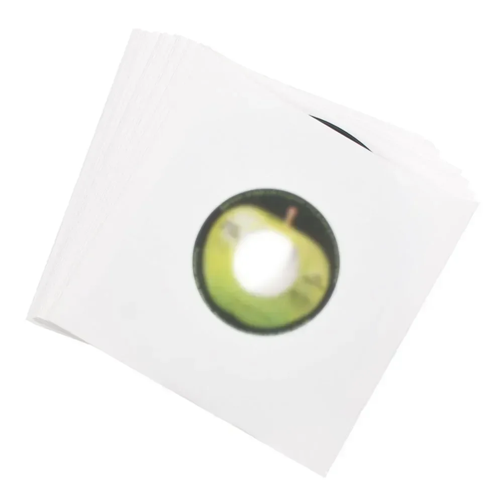 20PCS 7/10/12 Inch Vinyl Record Inner Sleeves Anti-static White Kraft Paper Record Inner Bag Protectors Rounded Corne With Hole
