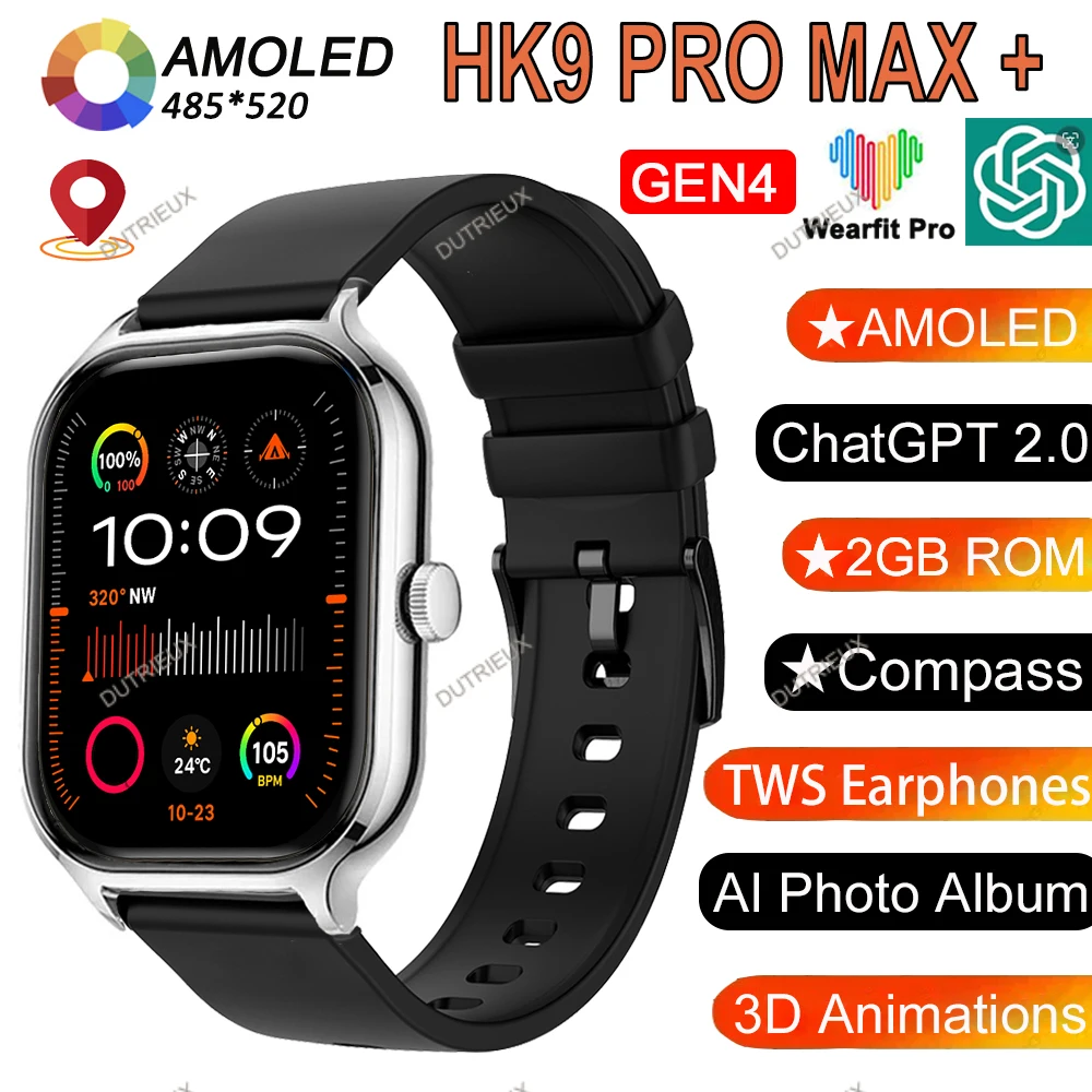 

Оригинальные Смарт-часы HK9 PRO MAX Plus AMOLED, общение по 2 Гб ПЗУ, местное фото, BT, вызов, ии, часы с лицом, 3D визуальное действие, женские Смарт-часы