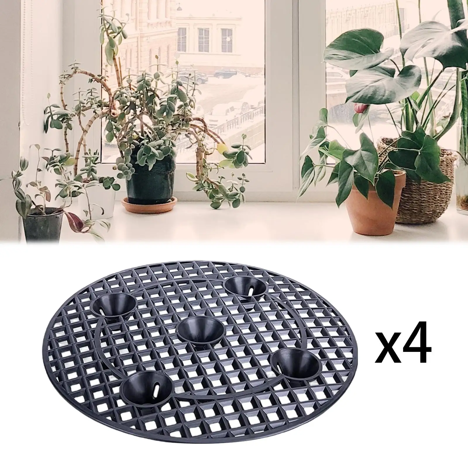 Heavy Duty Plant Stands for Fabric Pots Black Plant Pot Saucer 12" Level Pot Elevator for Outdoor Indoor Garden Patio