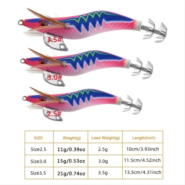 Premium Wooden Fishing Lure Squid Jig Hook 10pcs- Realistic Shrimp