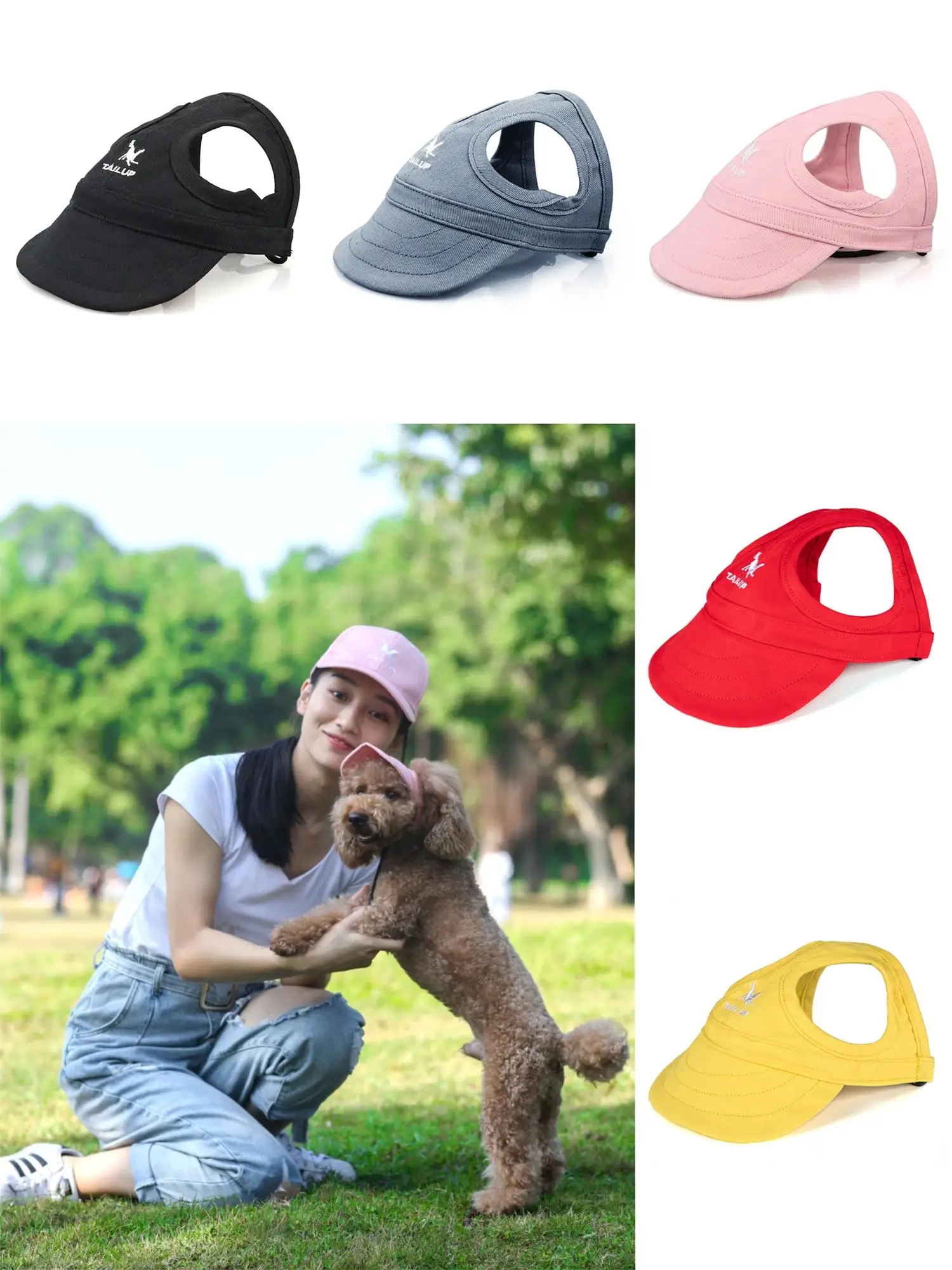 Adjustable Pet Dog Travel Cute Baseball Hat Sun Cap Visor Hat with Ear Holes Outdoor Sport Pet Supplies