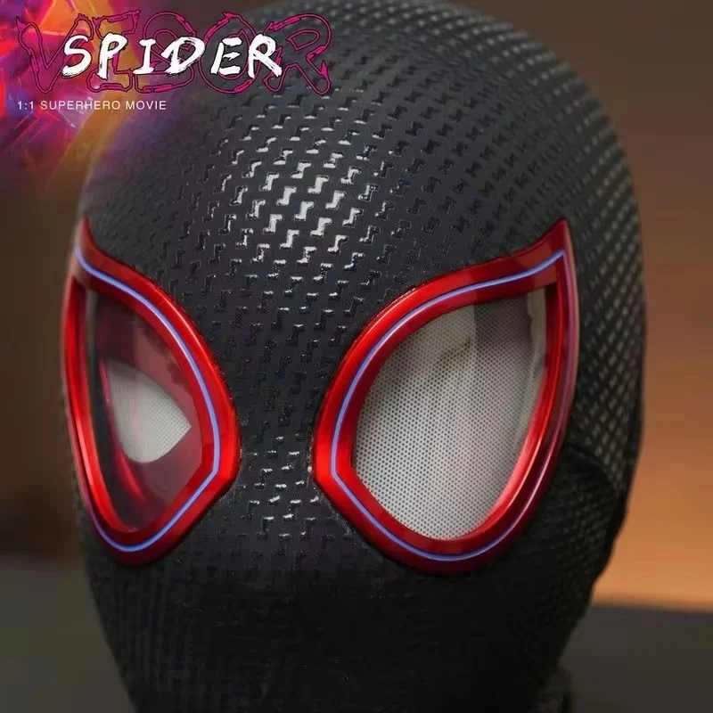 1:1 Miles Morales Mask With Movable Eyes Mascara Electric Gwen Spider-Man Helmet Ring Control Halloween Cosplay Mask Toys Gifts