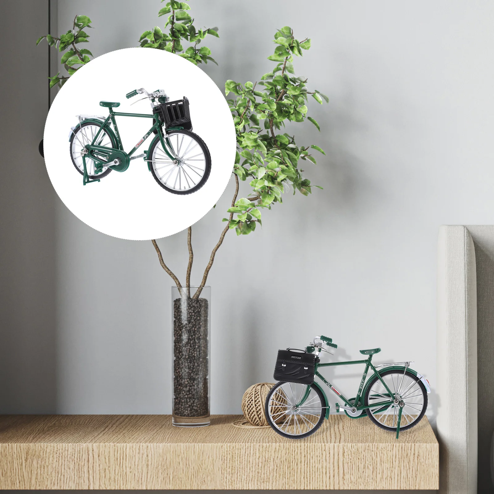 

DIY 28 Bicycle Model Assembled Version Ornaments (dark Green) Decor Simulated Bike