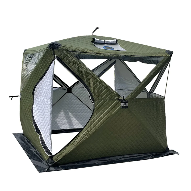 Pop-Up Personalizzato Sauna All'Aperto Tenda Camera Portatile Piazza Escursionismo Isolato Campeggio Cubo Di Ghiaccio Tenda Da Pesca Invernale Tenda C