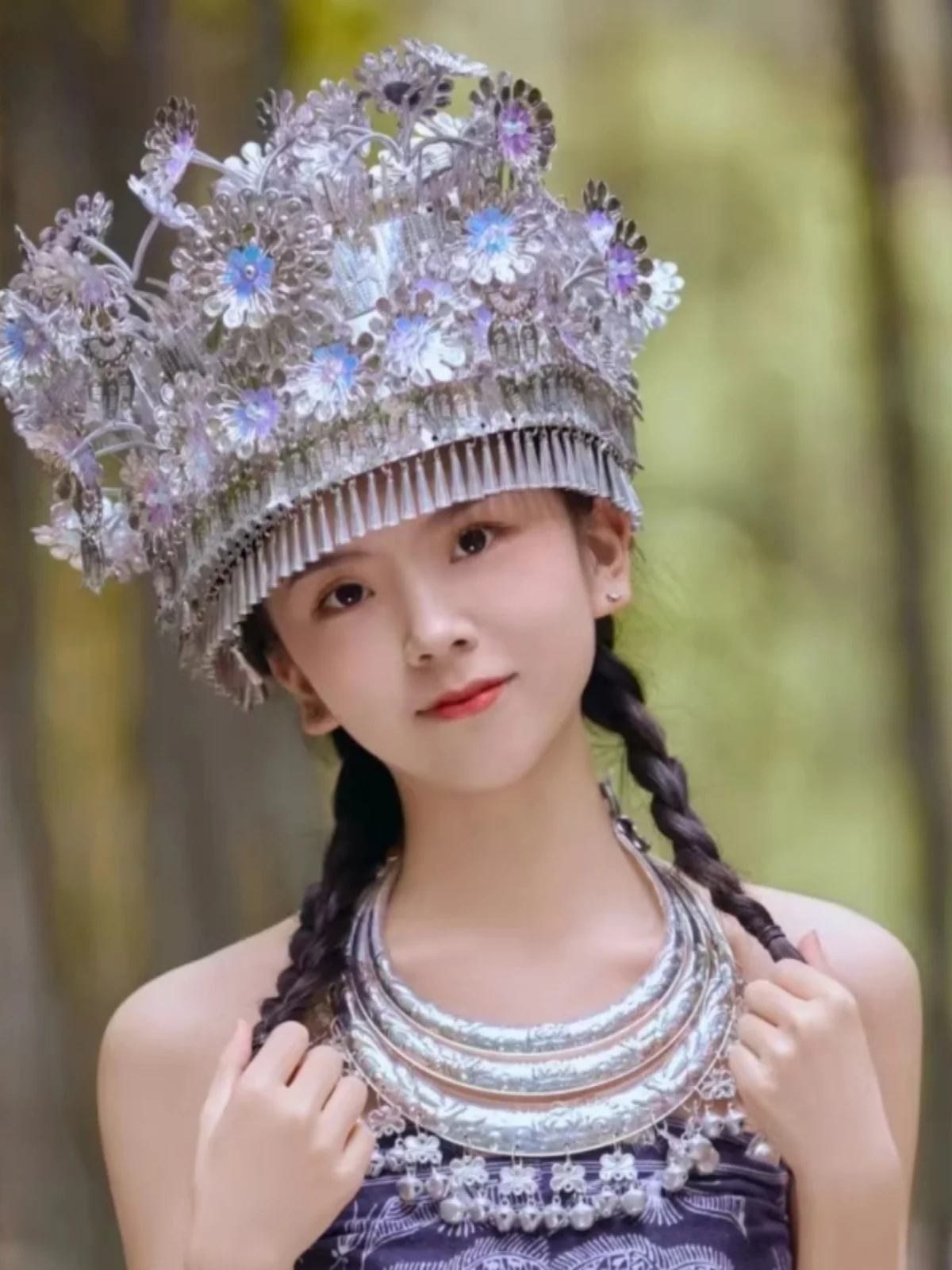 

New Miao Headdress Head Wear a Mao Minority Silver Jewelry