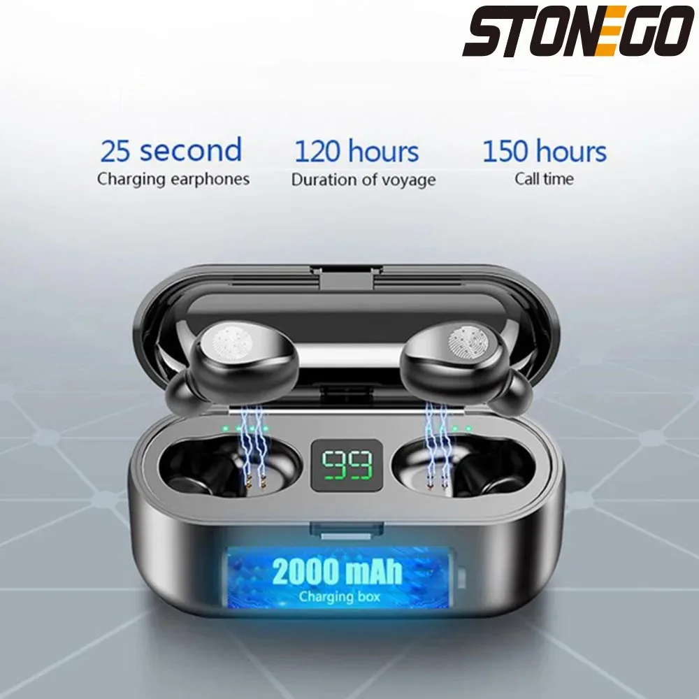 Wireless Earphones wireless earbuds wireless bluetooth earphones wireless bluetooth headphones Wireless Bluetooth Earbuds TWS Sports Waterproof Earphones HiFi Noise-Cancelling Deep Bass Dual Ear With Charging Case