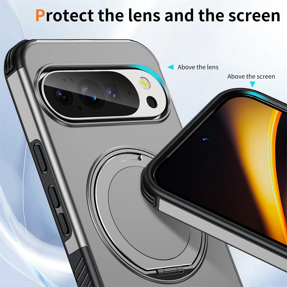 Luxury Magnet Rotating Fold Stand Magnetic Phone Case with Non-Slip Shockproof Armor Cover