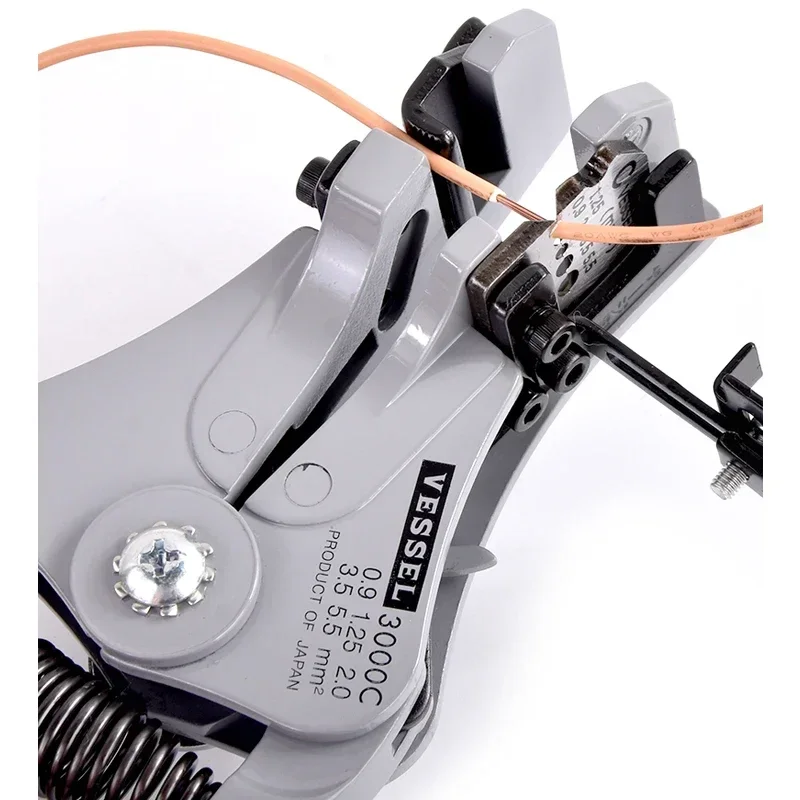 VESSEL Wire Stripper for Solid Wire and Stranded Wire Include a Stripper Gauge Decrustation Pliers 3000A 3000B 3000C Electro - t 3