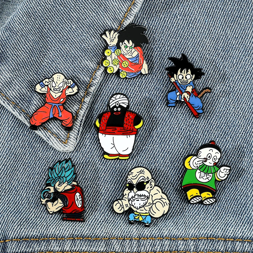 

Dragon Ball Enamel Pin Anime Action Figure Metal Badge Son Goku Master Roshi Piccolo Lapel Pin Party Gift Jewelry Cosplay