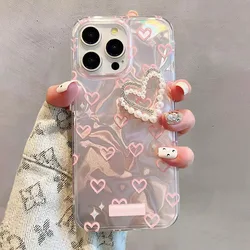 Elegant Trendy Love Heart Pearl 3D Chain Phone Case for Honor 400 Smart 5G (2)