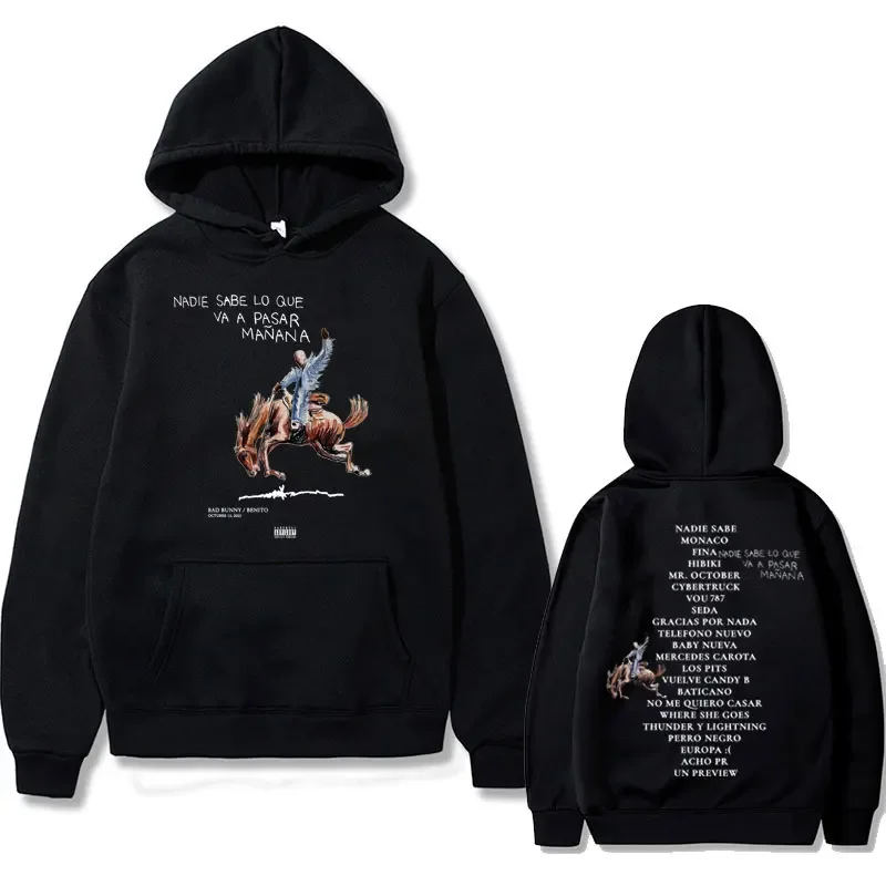 

Rapper Bad Bunny Nadie Sabe Lo Que Va A Pasar Mañana Album Graphic Hoodie Men Women Fashion Clothing Hip Hop Oversize Sweatshirt