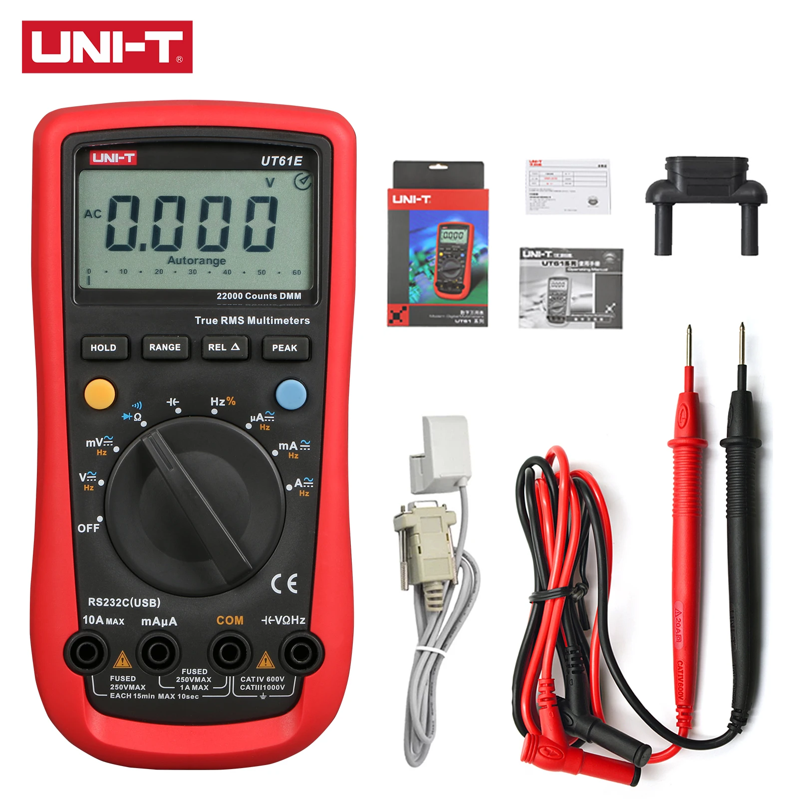 Uni-T Ut61E Multimetro Digitale Misuratore Vero Rms Ad Alta Precisione 1000V Ac Dc Multimetro Tester Di Tensione Modalità Relativa 22000 Conteggi