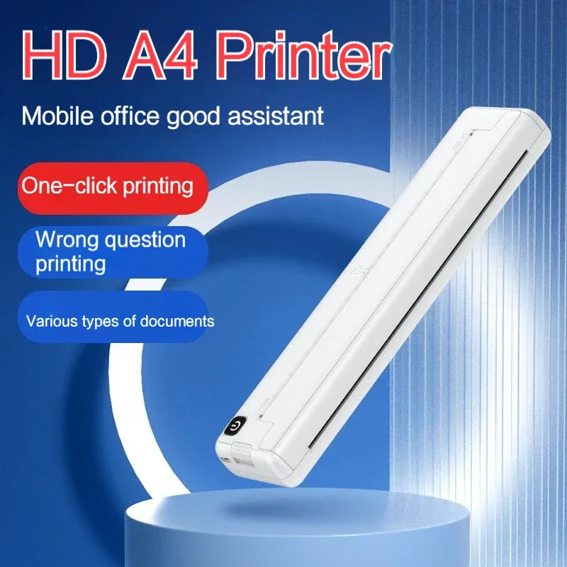 New A4 Wireless Thermal Printer Inkless Pocket Photo Document Printer 1000mah Printing Paper Bluetooth-compatible Easy To Use