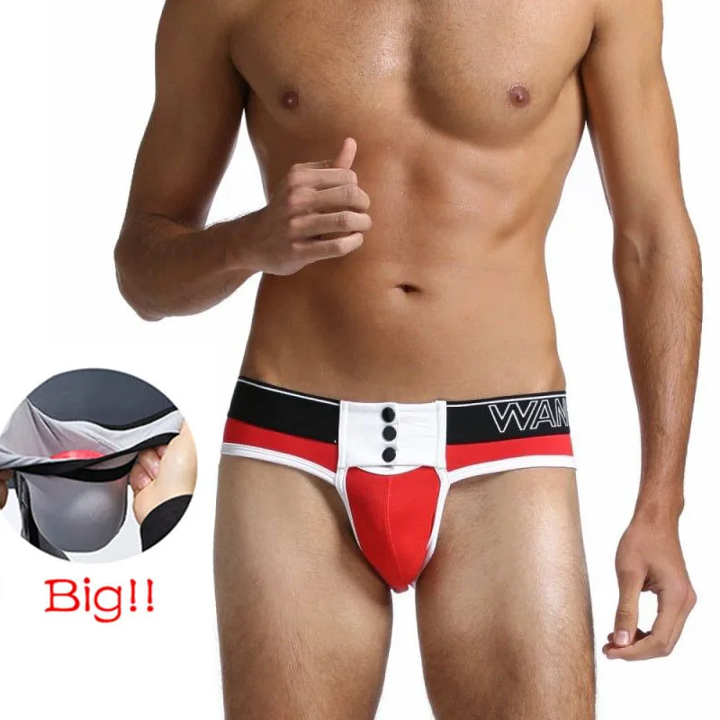 Mens Sexy Mesh Briefs Thong Underwear G-String Fun Button Removable Pouch Underwear Low Rise Breathable Lingerie Sex Underpants mens sexy cotton underwear sissy panties low rise g string thong jj sleeve briefs erotic lingerie open front hollow underpants