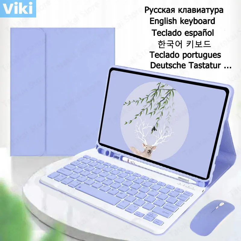 Korean Spanish Keyboard For Samsung Galaxy Tab S7 Fe Keyboard Case For Funda Samsung Galaxy Tab S8 Plus Case S7 Plus 12.4 Inch