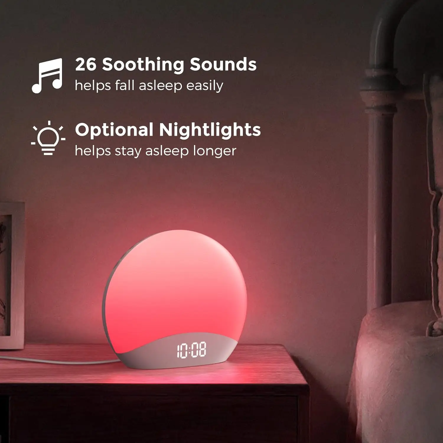 Reacher Sunrise Alarm Clock with Dimmable Nightlight and Countdown Timer