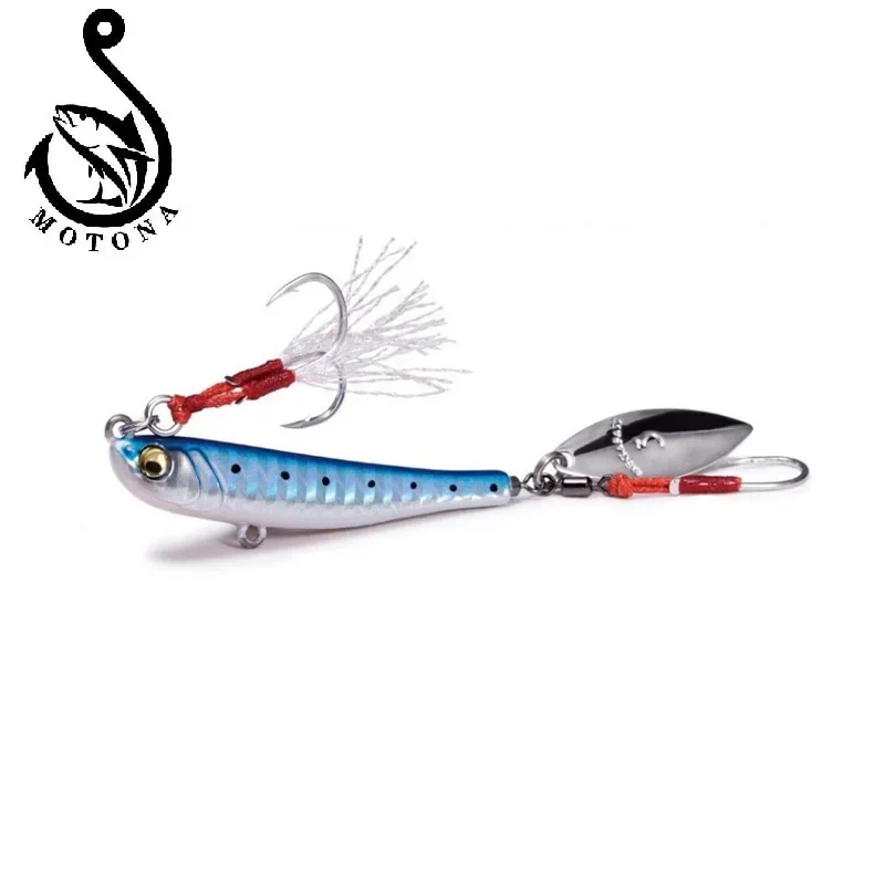 

MOTONA Jigging Bait with Spinner Spoon Fishing Lures Jigs Trout Winter Fishing Hard Baits Tackle Jig Fishing Lures 62mm 30g