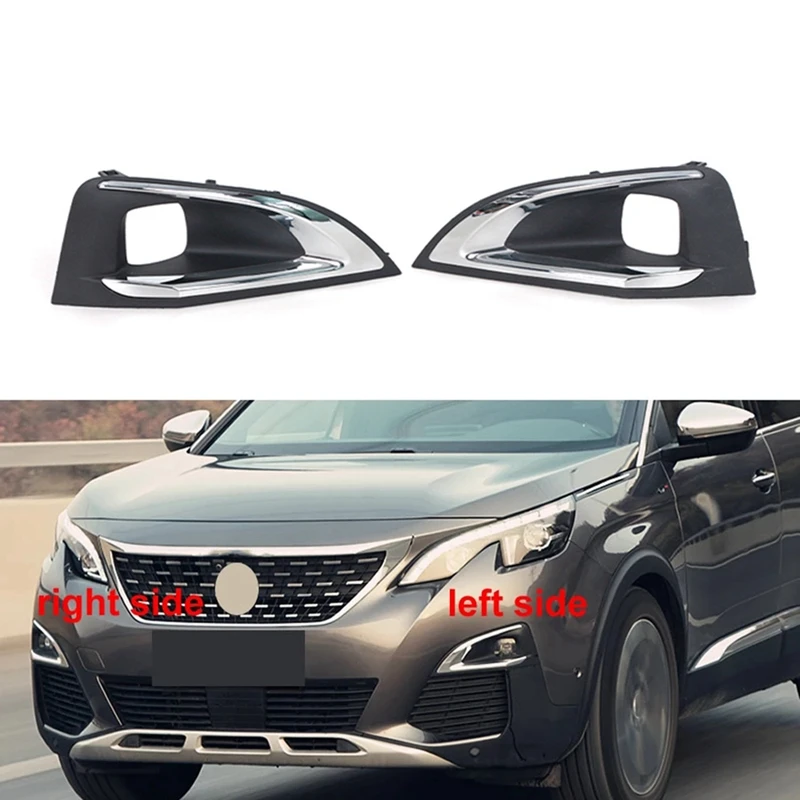 

1 Pair Car Front Bumper Lower Grille Fog Lamp Cover No Sensor Hole For Peugeot 4008 5008 GT