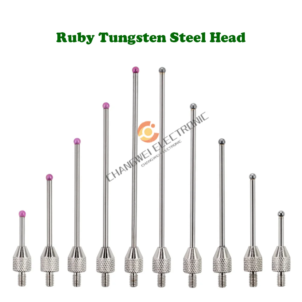 M2.5 Thread Micrometer Lever Dial Test Gauge Tip Indicator Probe   Ruby Tungsten Steel Needle Probe Lengthened Measuring Head