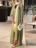 Muslim Dress 2 Piece Set Abayas Women Autumn Elegant Party Arab Morocco Hijab Abaya Dubai Turkey Islam Kaftan Musulmane Vestidos 2