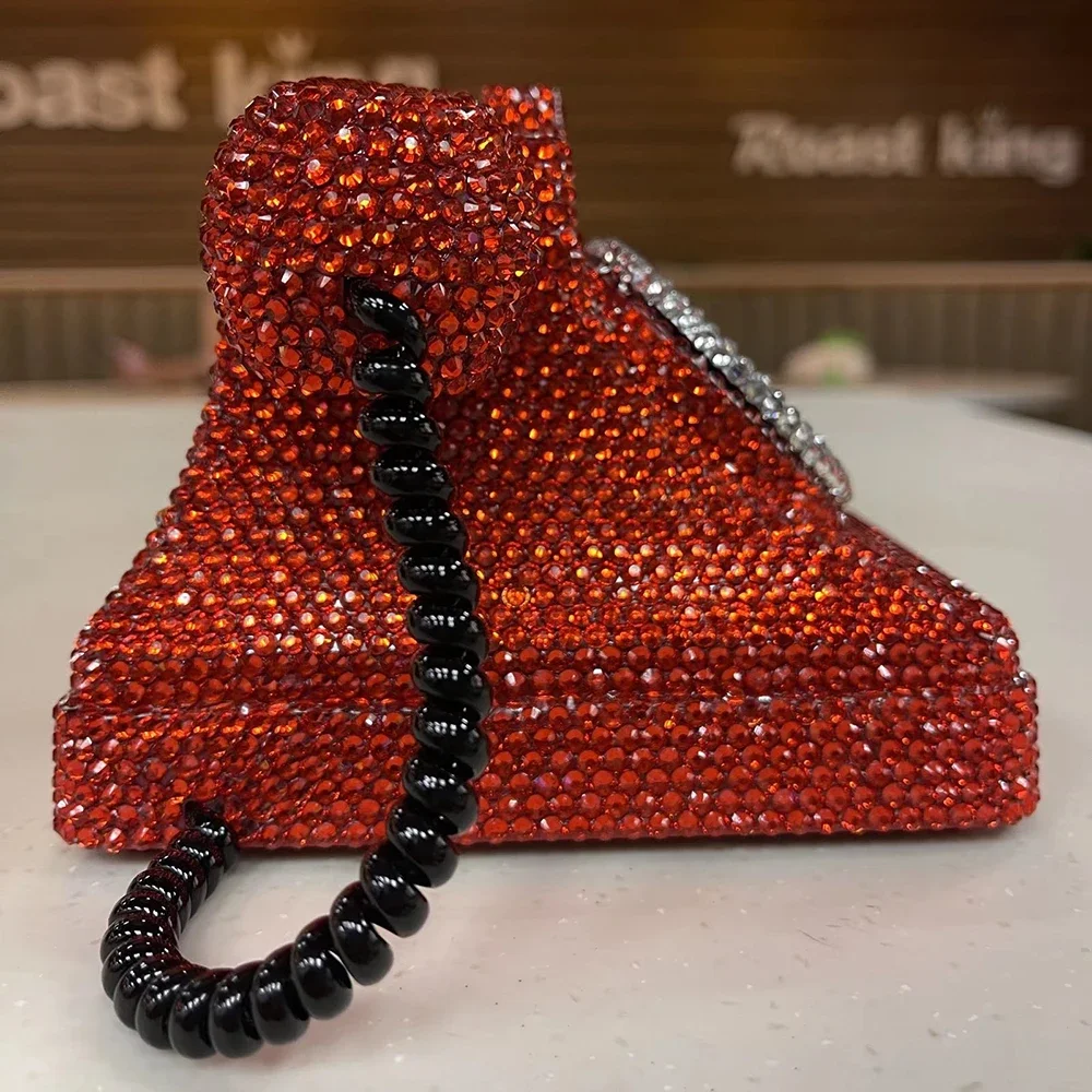 Rhinestone Retro Telephone Piggy Bank Sparkling Phone Money Box Coin Bank Money Saving Box Home Decoration Creative Gift 3