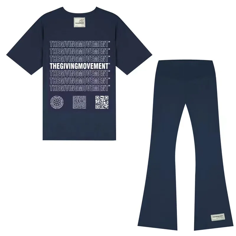 

THEGIVINGMOVEMENT Printed Letter Casual Tshirts Pants Sets Leggings Yoga Pant T-shirt TGM Two Piece Sets For Women