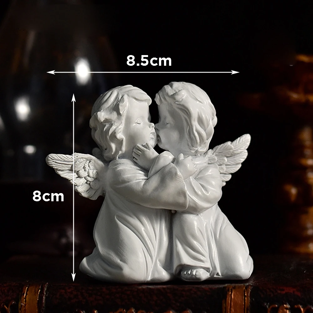 Cute Resin Fairy Girl Angel Figurine Peaceful Prayer Sculpture Desktop Ornaments Retro Flower Fairy Small Decorative