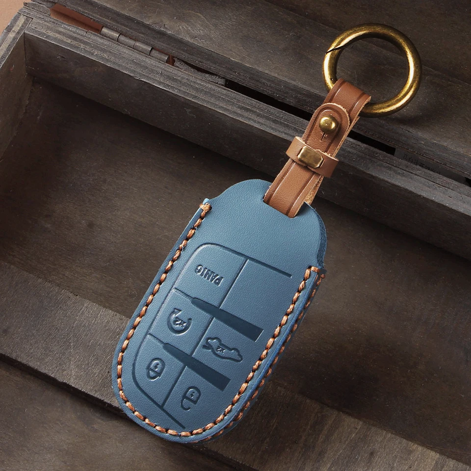 Housse de clé de voiture, étui pour Jeep Renegade Compass Grand Cherokee pour Chrysler 300C Wrangler Dodge, accessoires de voiture, porte-clés