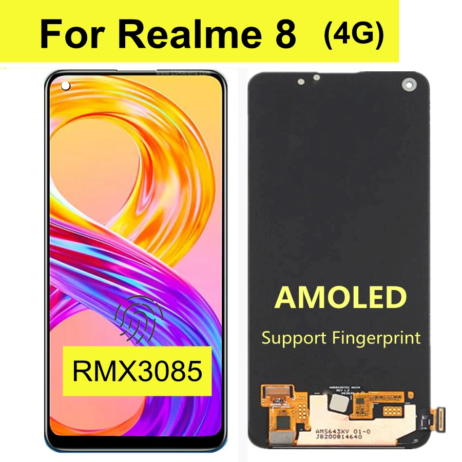 

6.40" AMOLED For Realme 8 RMX3085 LCD Display with Touch Panel Glass Screen Assembly For For Realme 8 4G LCD Display
