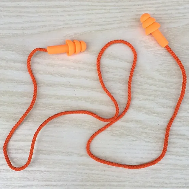 Silicone Corded Ear Plug Protector Anti Lost Reusable Hearing Protection Noise Reduction Safe Swimming Work Earplugs With Rope 4