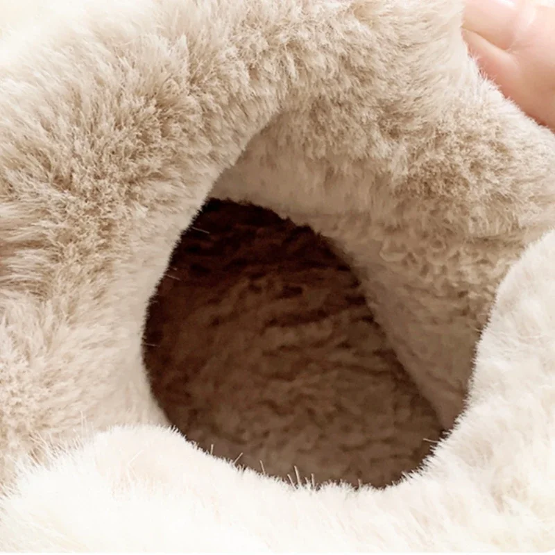 Snow Boots Women Bowknot Cotton Shoes Thick Platform Ankle Fur Warm Ankle Plush Warm Snow