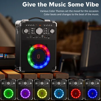 FanFun Karaoke Speaker with 3 Wireless Microphone, Bluetooth Speaker with LED Light, Portable Outdoor Party Speaker 2