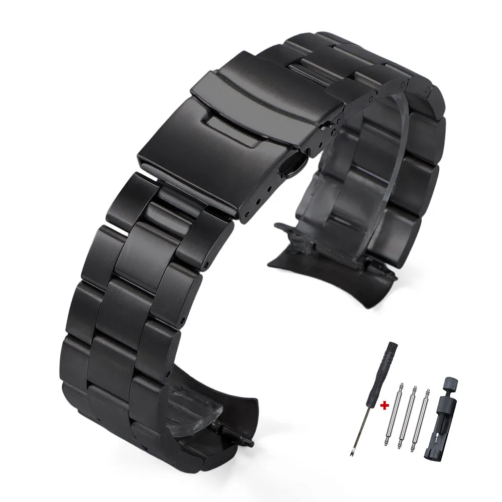 Solid Stainless Steel Curved End Replacement Strap - 20mm/22mm