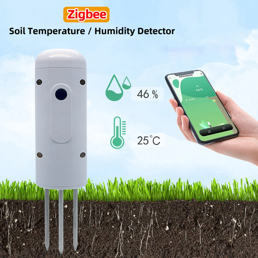 Tuya Zigbee Wireless Soil Intelligent Temperature Humidity Tester Mobilephone APP Real Time IP67 Garden Farmland Planting