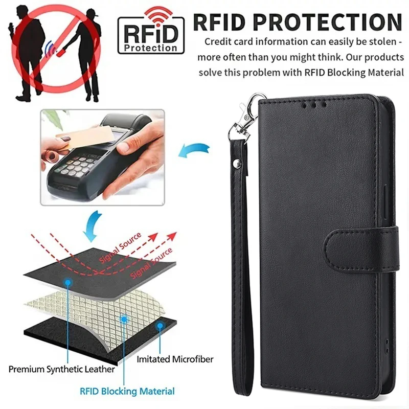 Luxury Leather Strap Wallet Case for Sony Xperia - Premium Phone Cover with Card Slots and Coque Bag