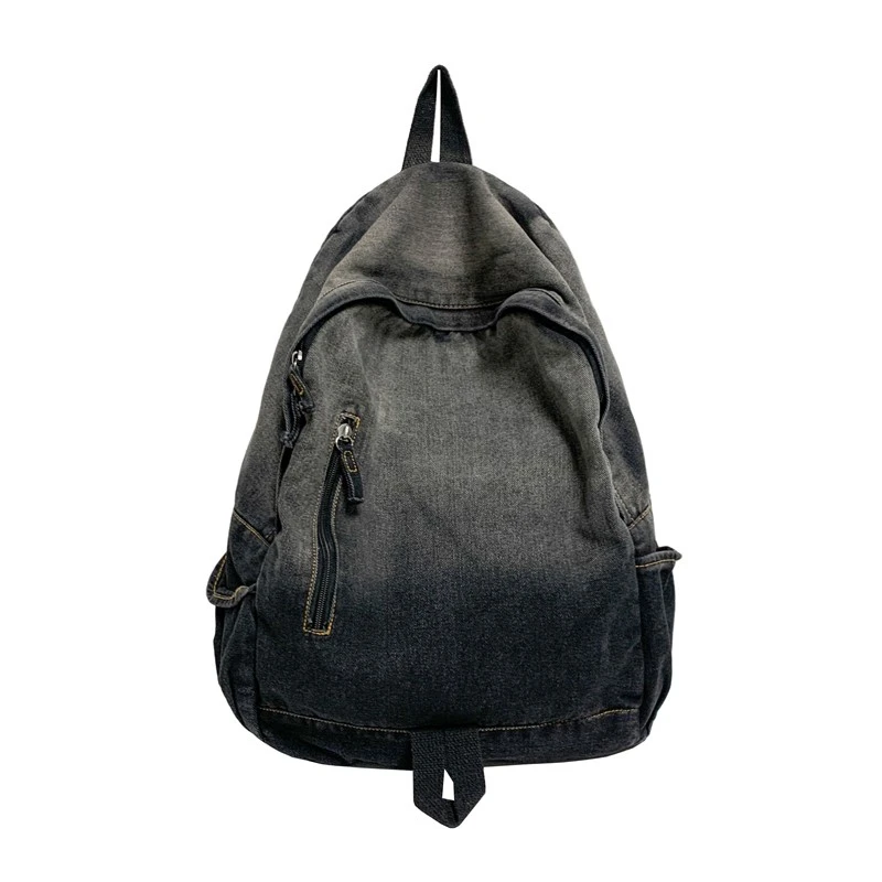 Unisex Large-Capacity Washed Denim Backpack