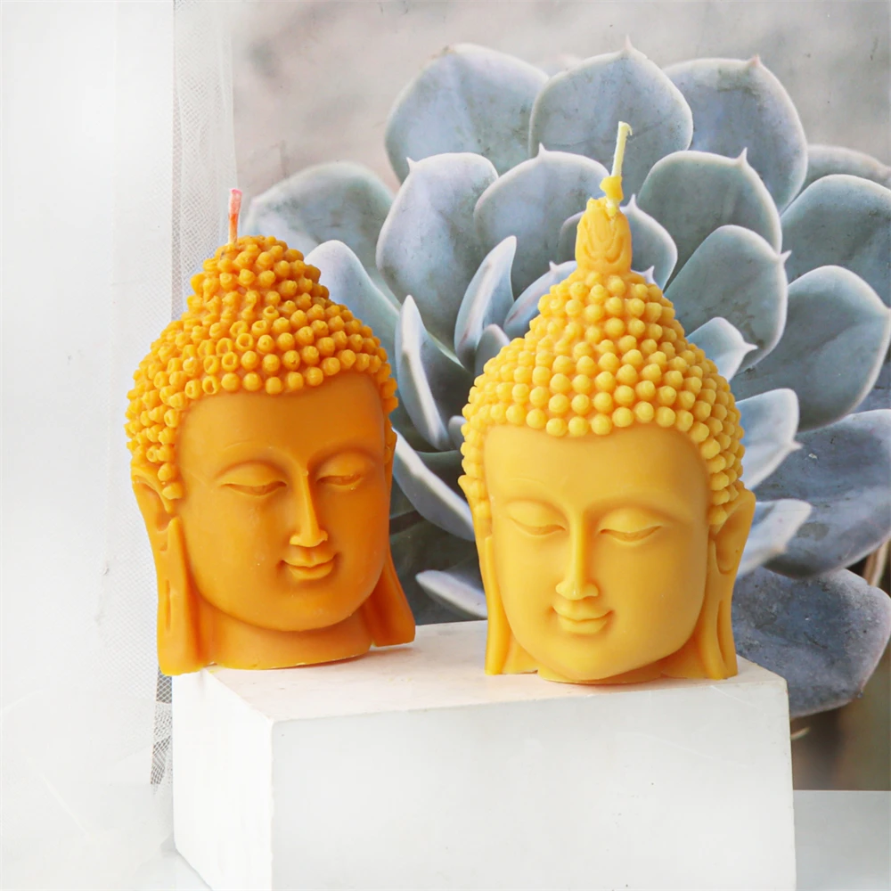 3D Buddha Head Candle Silicone Mold Buddha Church Statue Plaster Resin Mould DIY Candles Wax Clay Craft Ornament Home Decor