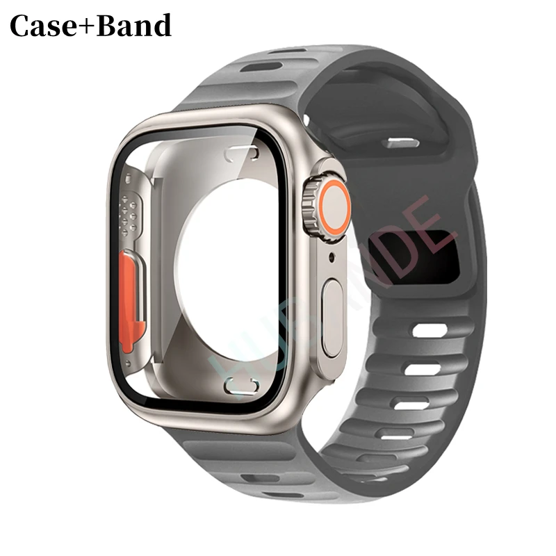 Sleek Silicone Watch Strap with Screen Protector Set