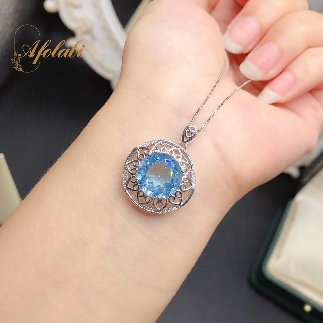 

Natural Blue Topazl Pendants for 925 Sterling Silver Fine Jewelry 12*12mmGemstones