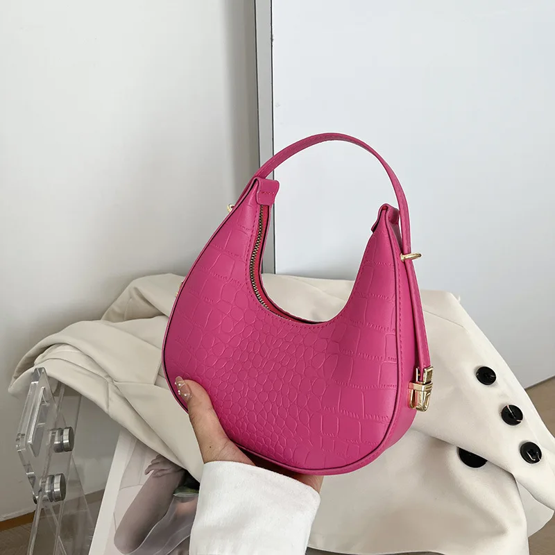 

Summer Fashion Trend Underarm Bags For Women Solid Color PU Leather Shoulder Bag Ladies Small Handbags Top Handle Bags