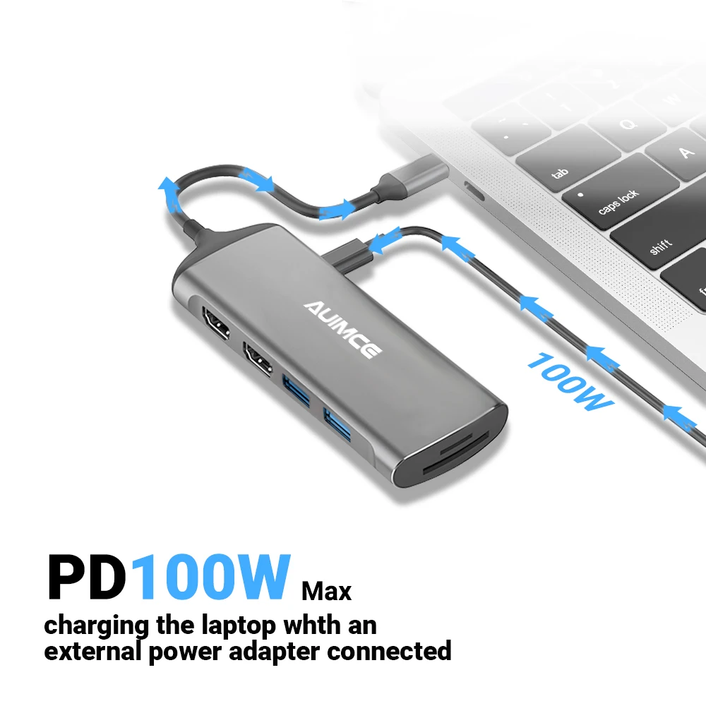 Hub Usb Tipo C Hdmi Usb3.0 Pd 100W Ricarica Sd/Tf Docking Station Splitter Per Macbook Pro/Air Laptop Dell Dual Channel 4K 60Hz