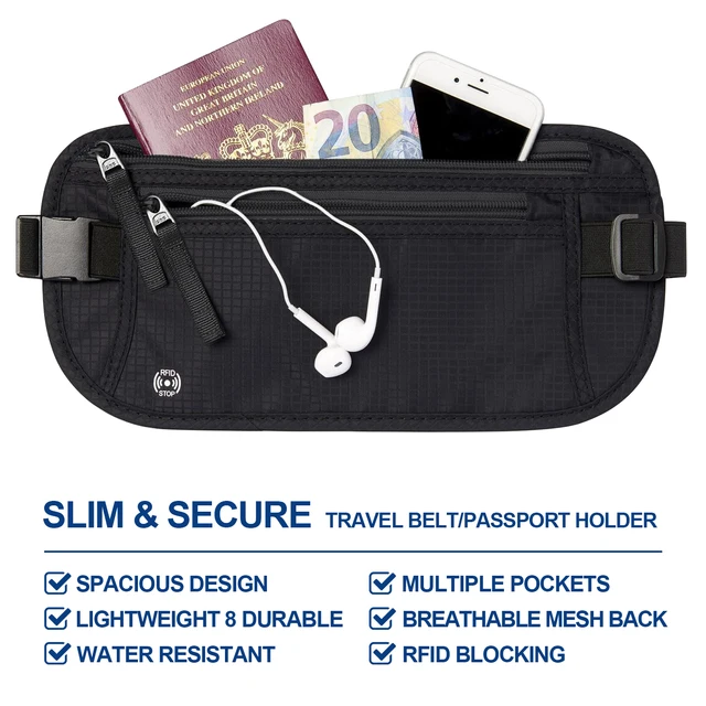 Portadocumenti Da Viaggio Antifurto Con Protezione RFID – Borsa Impermeabile In Nylon Grigio, Dimensioni 19x14 Cm, Per Uomo E Donna