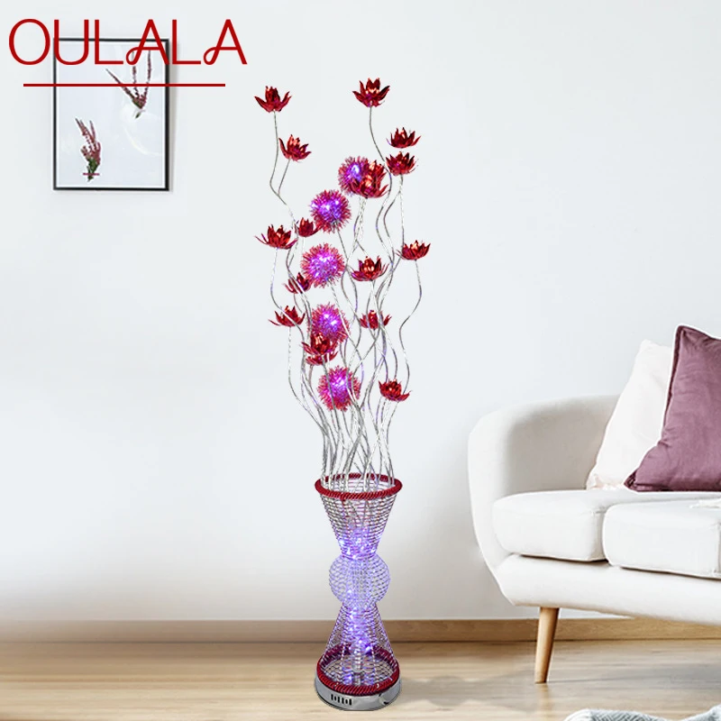 

Напольная Лампа OULALA в скандинавском стиле, современное искусство, красный цветок для гостиной, дивана, спальни, гостиницы, искусство оригинальности